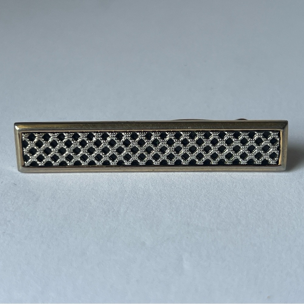 Vintage Hickok Mixed Metals Pierced Lattice Design Patterned Tie Clip